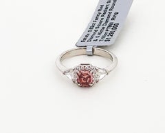 Estate GIA Fancy Red Diamond Square Radiant Ring in Platinum