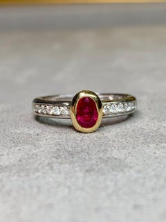 Estate Gianni Bvlgari Enigma 18K Two Tone Ruby Diamond Band Ring