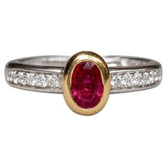 Estate Gianni Bvlgari Enigma 18K Two Tone Ruby Diamond Band Ring
