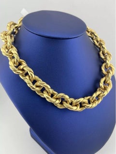 Estate Gioielli Moda Italy 18k Yellow Gold Twisted Oval Rolo Necklace