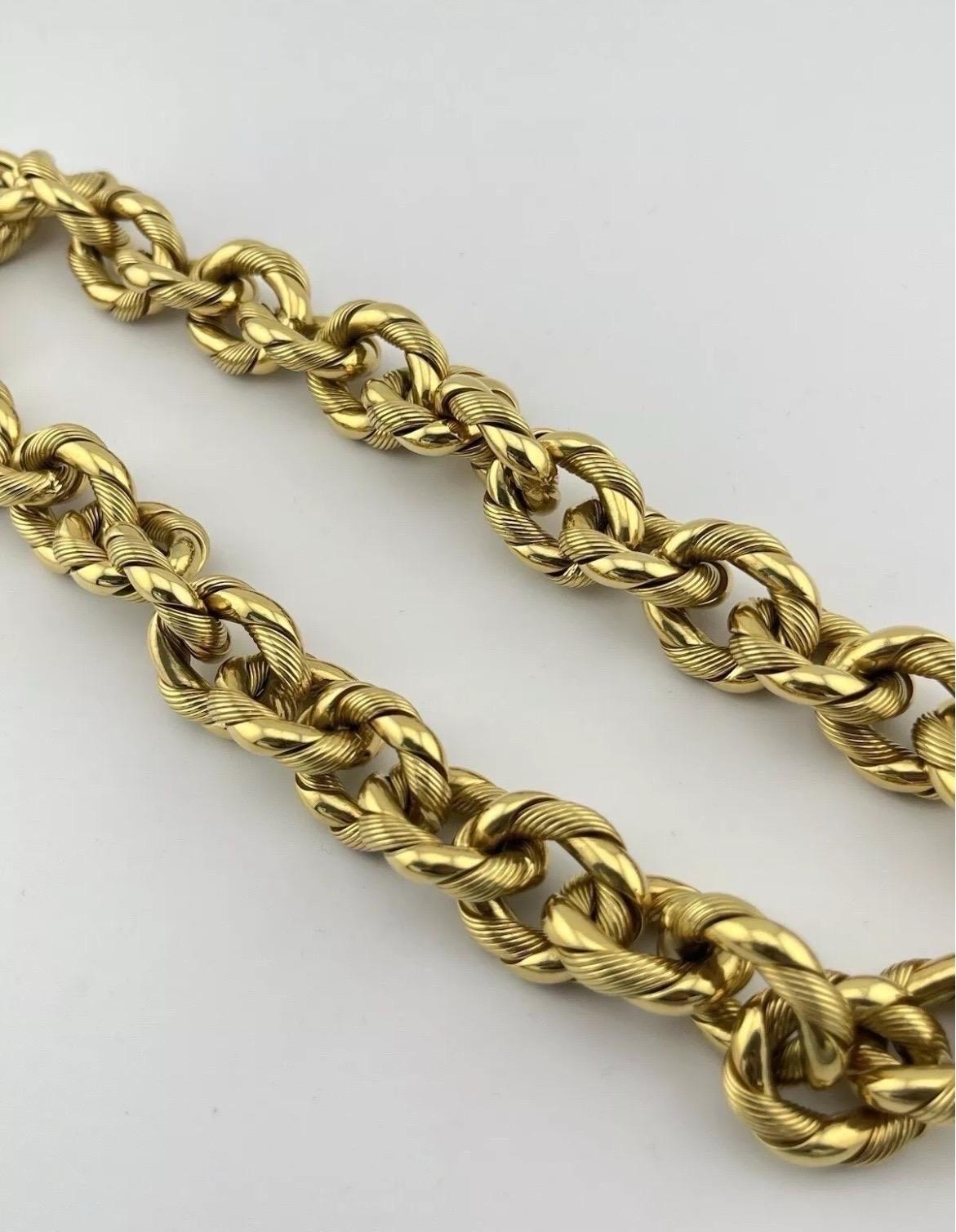 Gioielli Moda Italy, collier Rolo ovale torsadé en or jaune 18 carats, ancienne propriété en vente 4