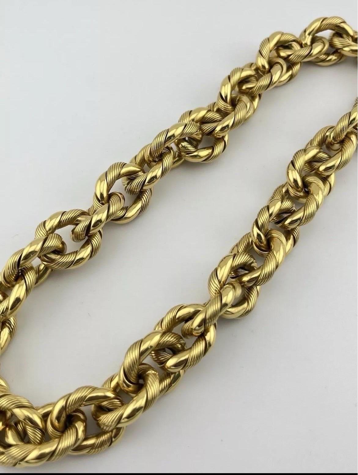 Gioielli Moda Italy, collier Rolo ovale torsadé en or jaune 18 carats, ancienne propriété en vente 5