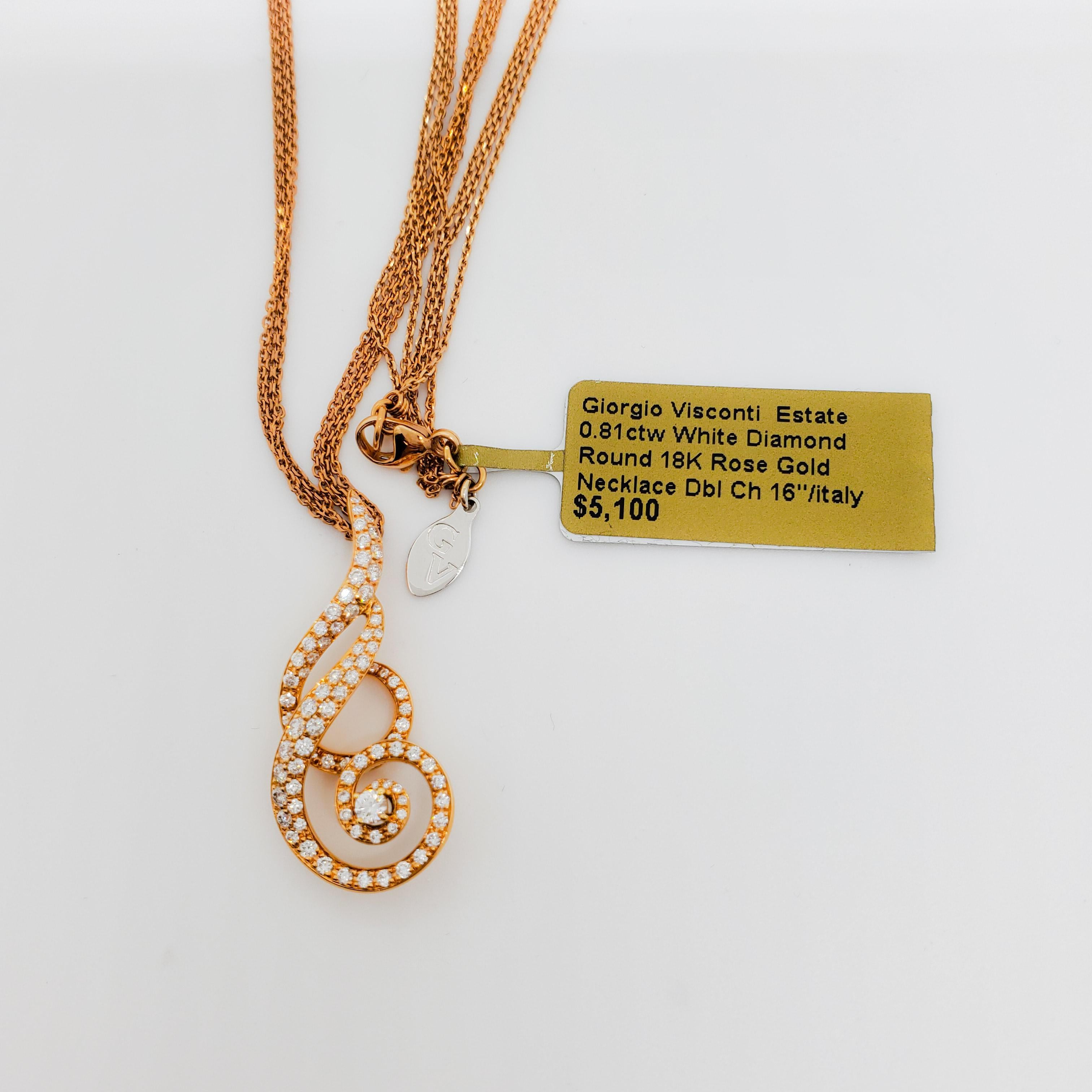 Estate Giorgio Visconti Pendant Necklace in 18k Rose Gold For Sale 3