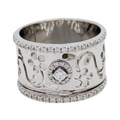 Nachlass Giorgio Visconti Weißer Diamantring mit rundem Design aus 18 Karat Weißgold