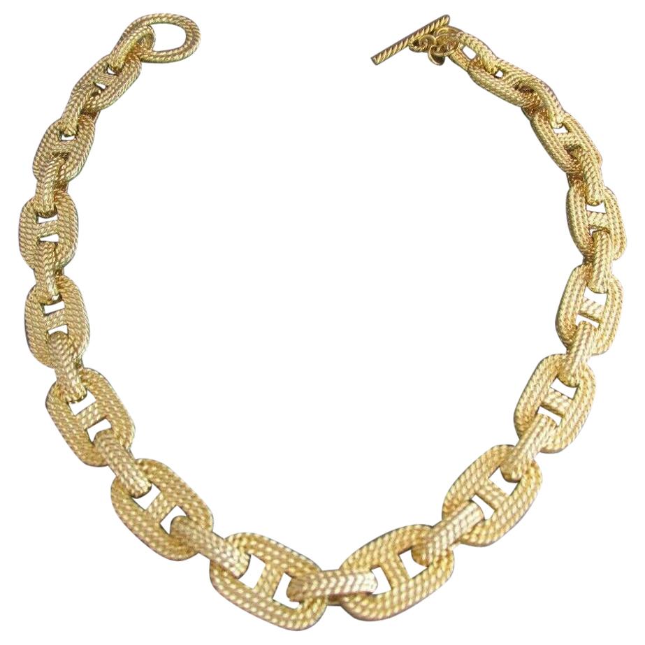 Estate GIVENCHY Heavy Knotted Rope Link Vintage Gold Tone Choker Necklace