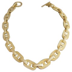 Estate GIVENCHY Heavy Knotted Rope Link Vintage Gold Tone Choker Necklace