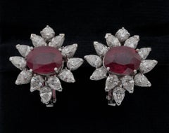 Estate Glam 6.46 Ct Ruby 4.60 Ct Diamond Earrings