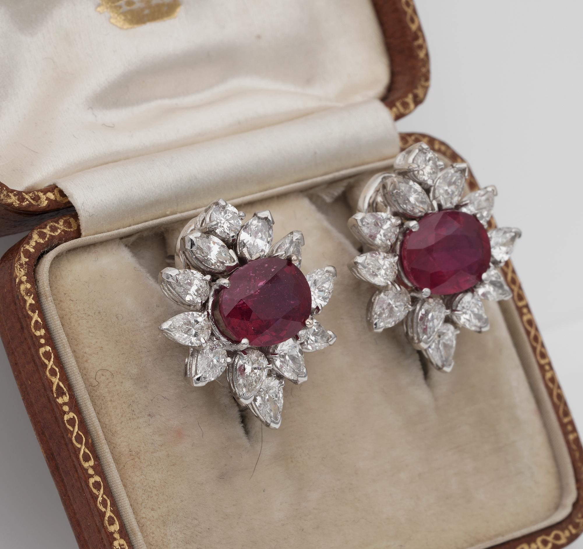 Contemporary Estate Glam 6.46 Ct Ruby 4.60 Ct Diamond Earrings For Sale