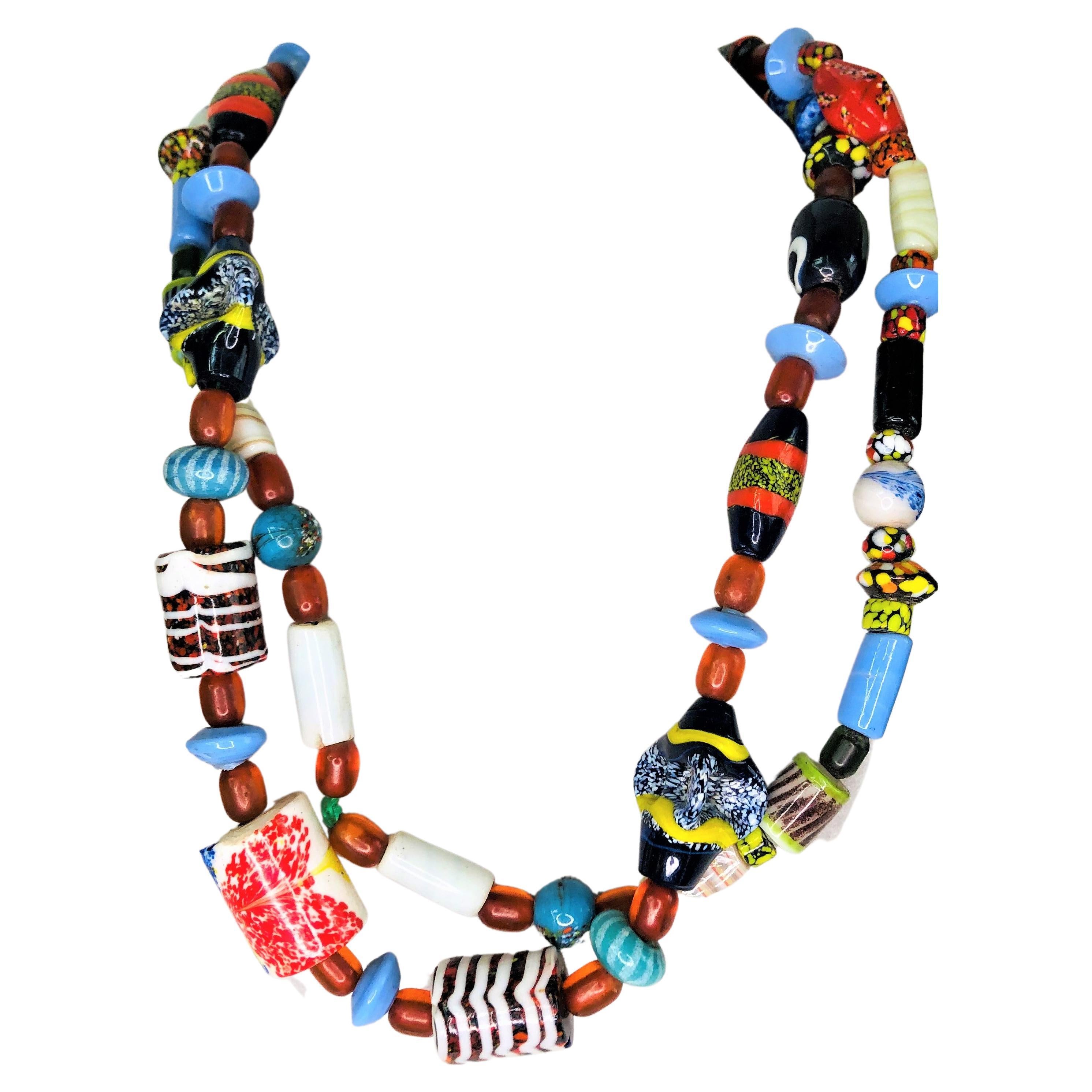 Estate Glass Bead Necklace For Sale