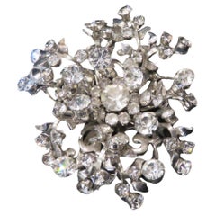 Estate Glittering Vintage Floral Rhinestone Snowflake Pendant Brooch Pin