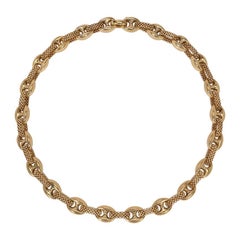 Estate Gold Chaine D'Ancre Necklace with Nautical and Mesh Links