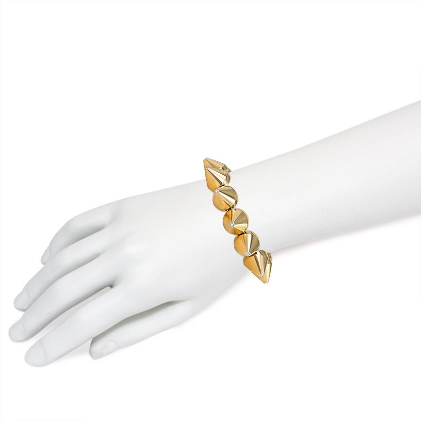 Modernist Estate Gold Cone-Link Bracelet with Diamond Tips