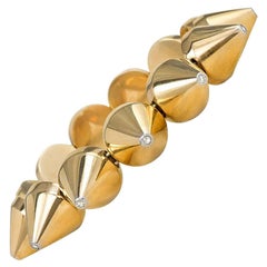 Estate Gold Cone-Link Bracelet with Diamond Tips