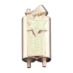 Estate Gold Jewish Mezuzah Pendant Judaica Charm Necklace