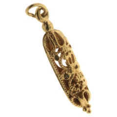 Estate Golden Jewish Mezuzah pendant Judaica Charm necklace
