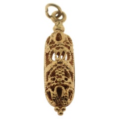 Estate Golden Jewish Mezuzah pendant Judaica Charm necklace