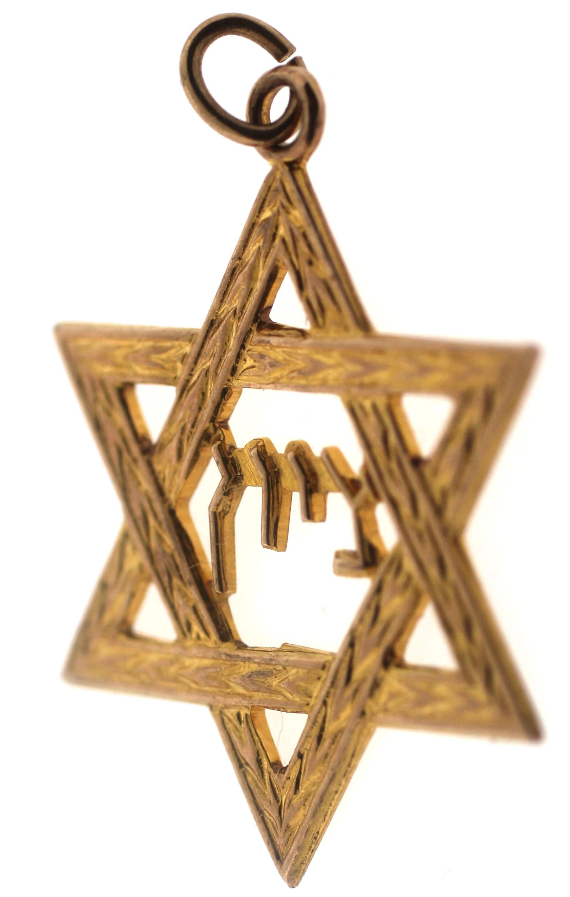 Estate Gold Star Of David Pendent