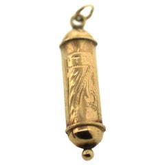 Estate Golden Jewish Mezuzah Pendant Judaica Charm Necklace