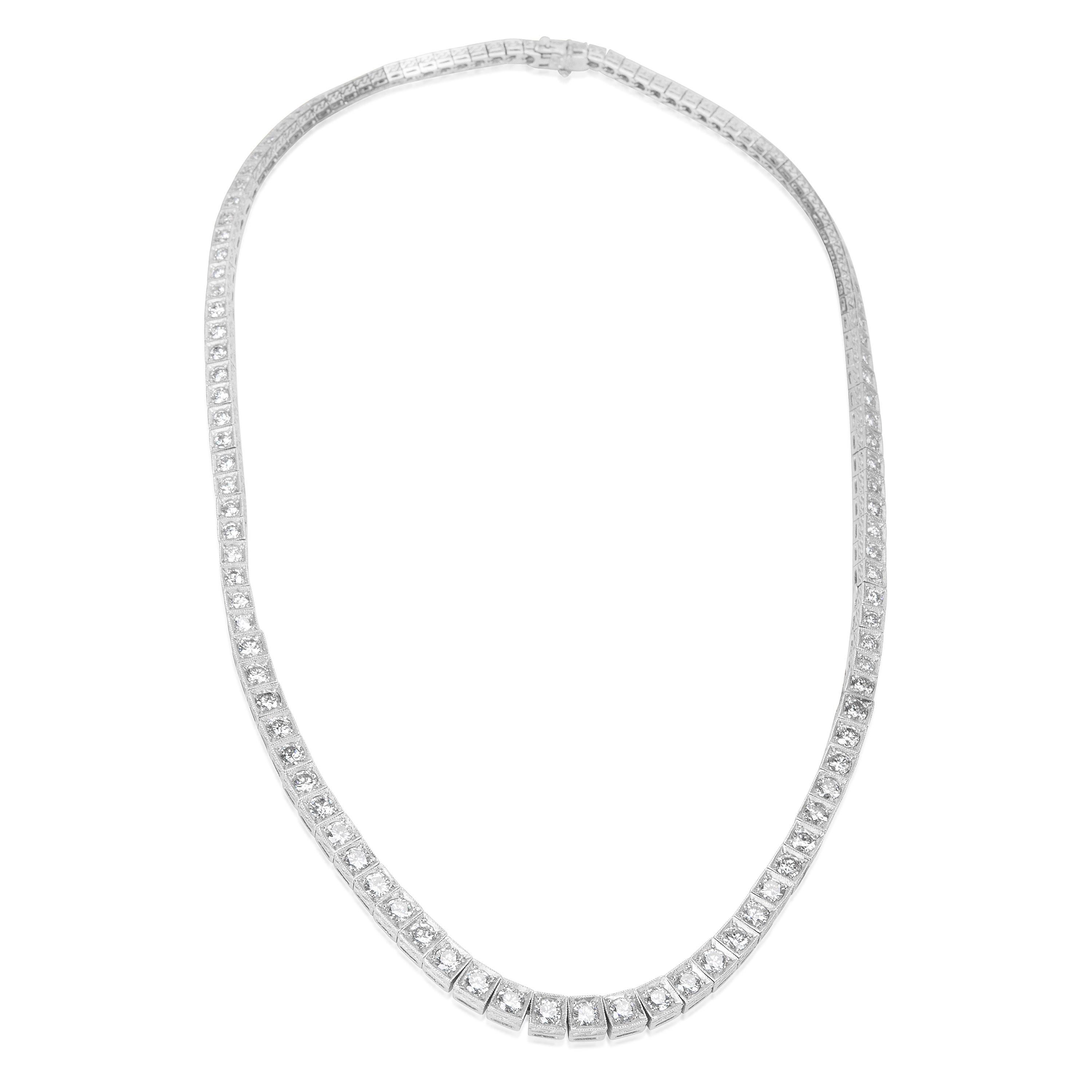 platinum diamond tennis necklace