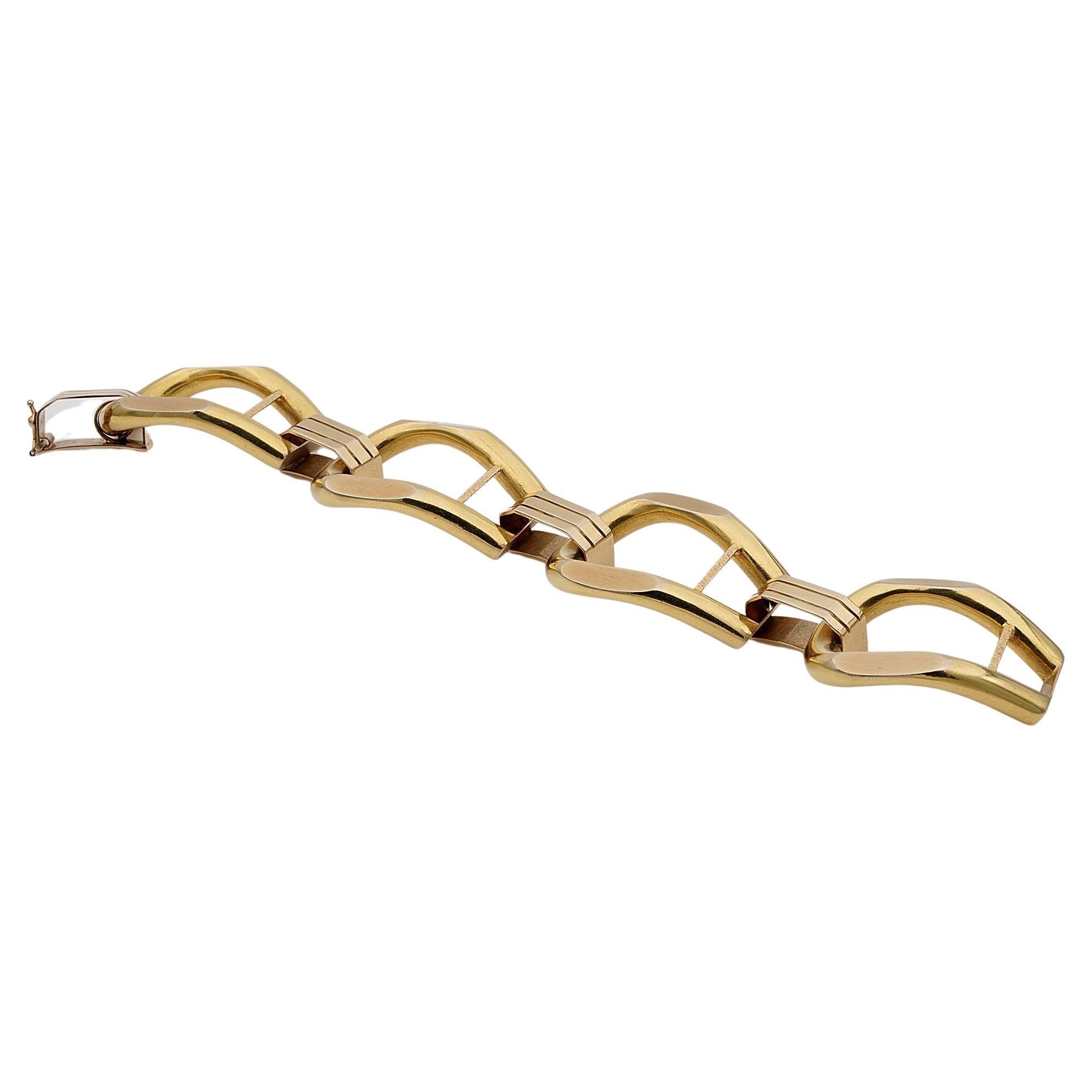 Estate Grand Chic 18 Kt huge Stirrups Link Bracelet For Sale