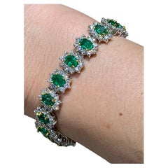 Estate Green Emerald 8.17ct t.w. & 7.93ct t.w. Diamond Statement Bracelet
