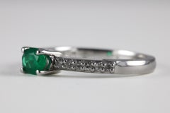 Estate Green Emerald and Diamond East West Ring