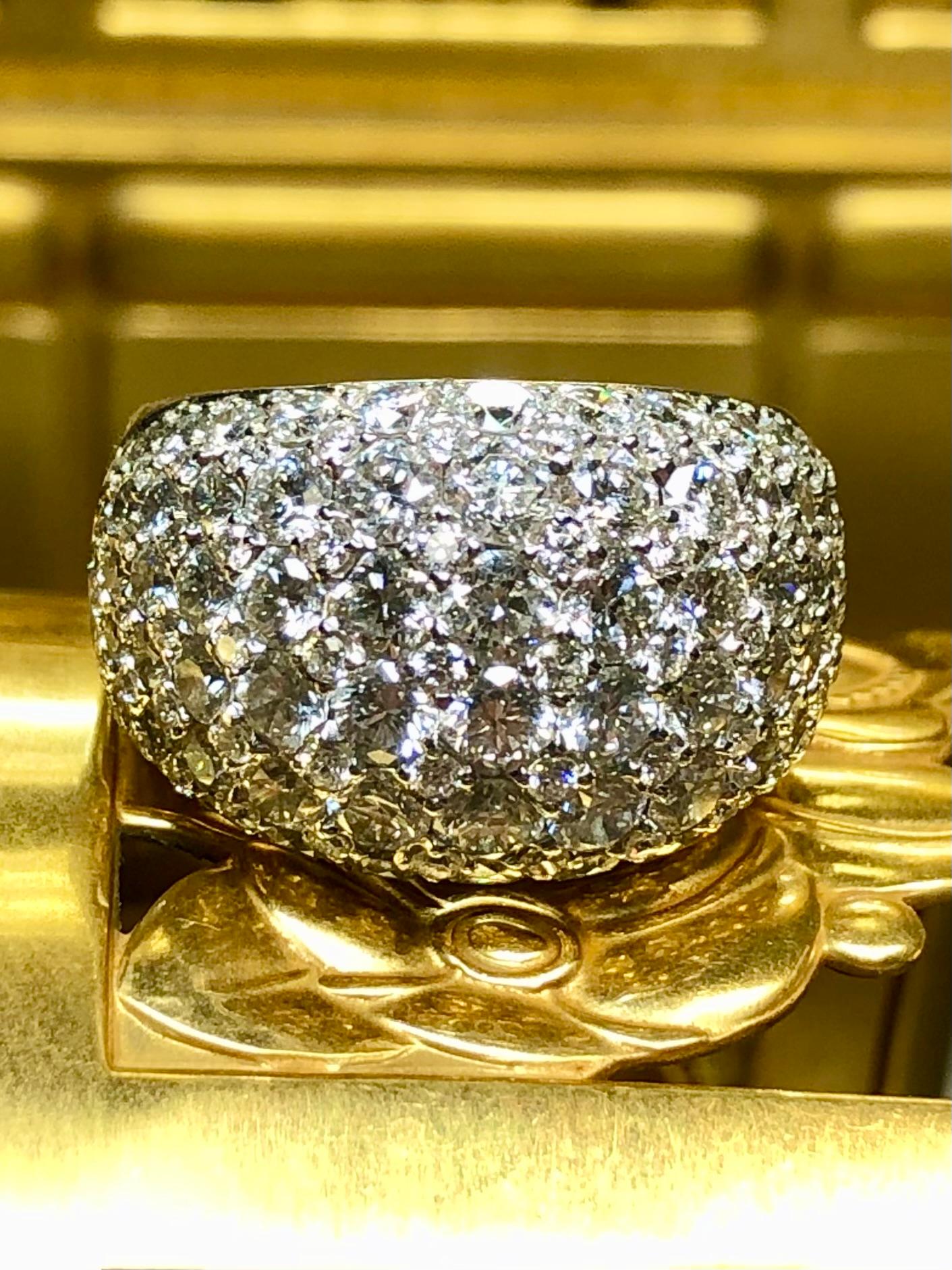 Estate GREGG RUTH 18K White Gold Pave Diamond Dome Cocktail Ring 5.56ct en vente 6