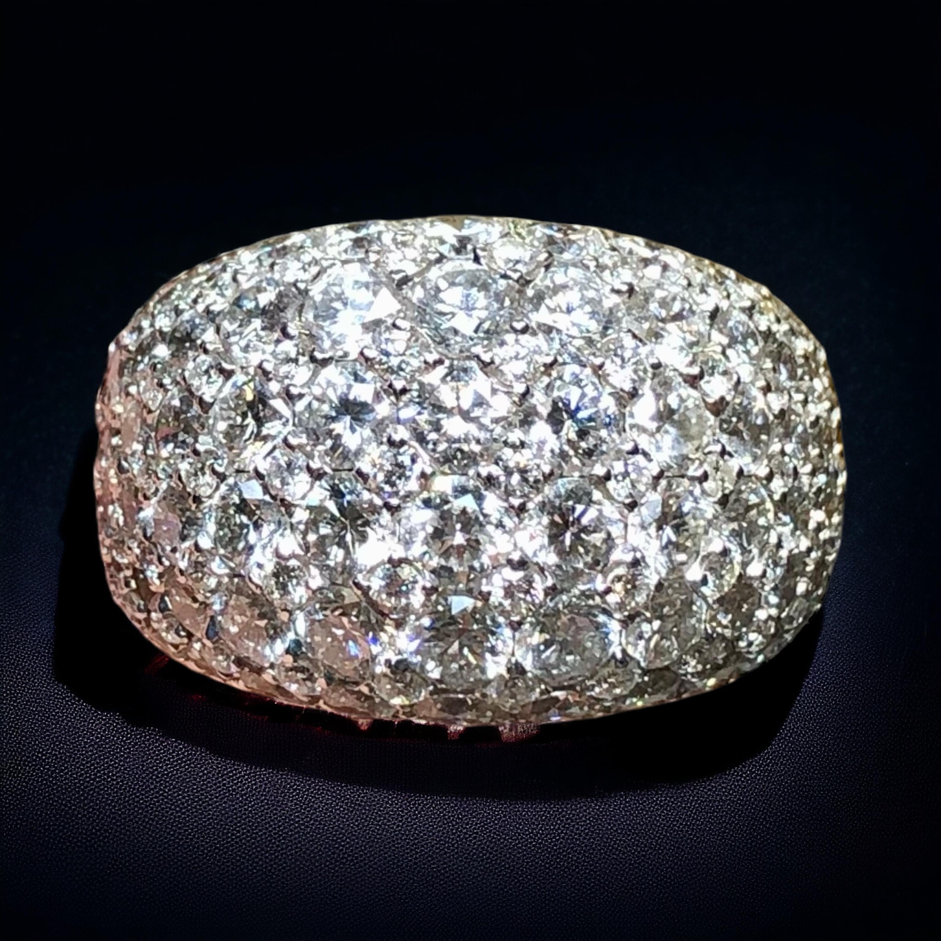 Estate GREGG RUTH 18K White Gold Pave Diamond Dome Cocktail Ring 5.56ct en vente 7