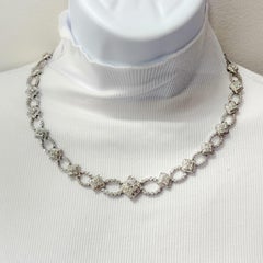 Estate Gregg Ruth White Diamond Necklace in 18k White Gold