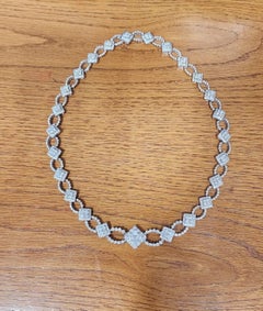 Estate Gregg Ruth White Diamond Necklace in 18k White Gold