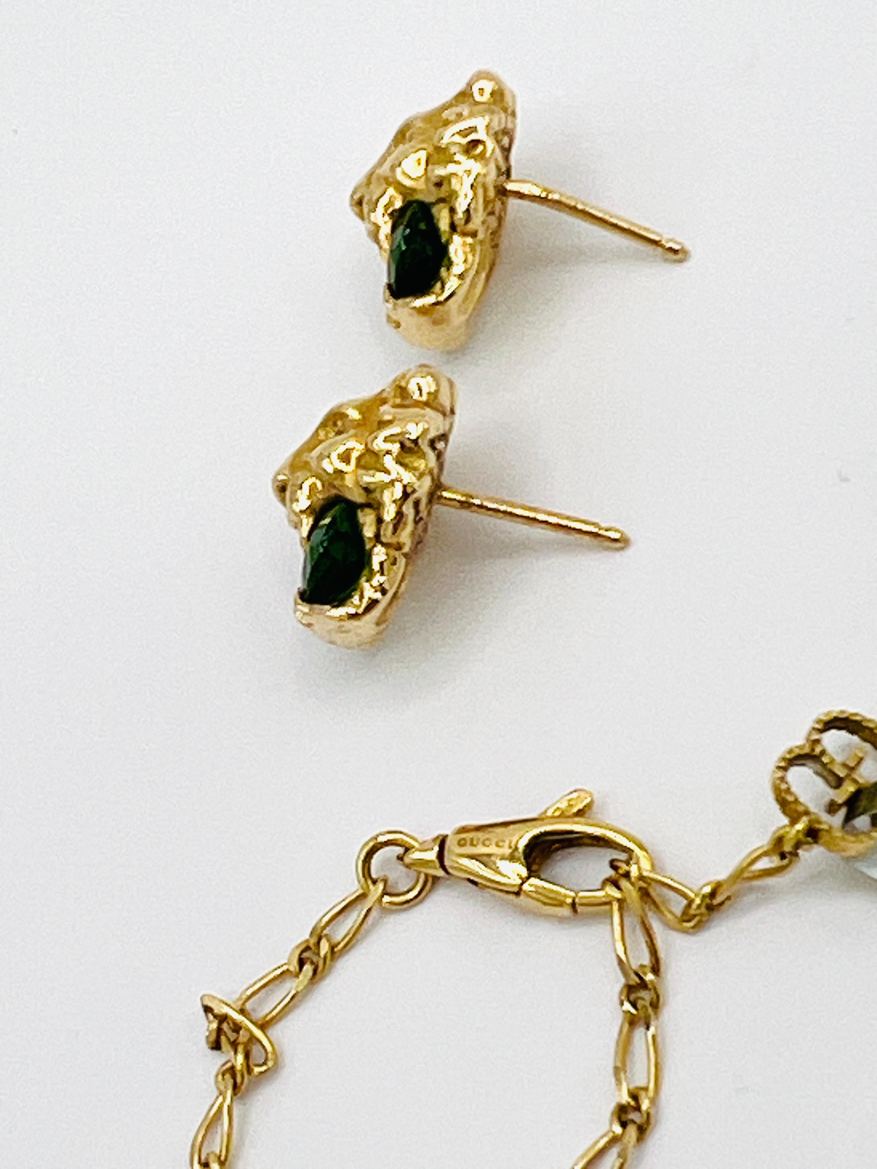 Estate Gucci Lion's Head Necklace and Earrings Set in 18K Yellow Gold 7