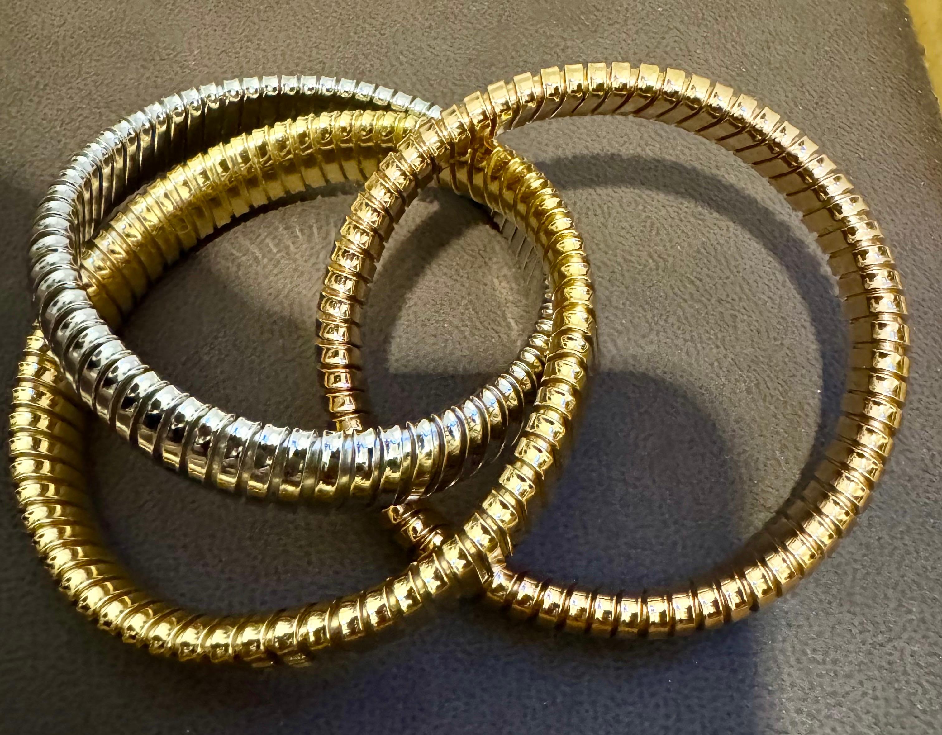 Nachlass „ H Gold“ Tri Color Interwoven Rolling Stretch-Armband 18YG, RG, WG 87Gm im Angebot 6