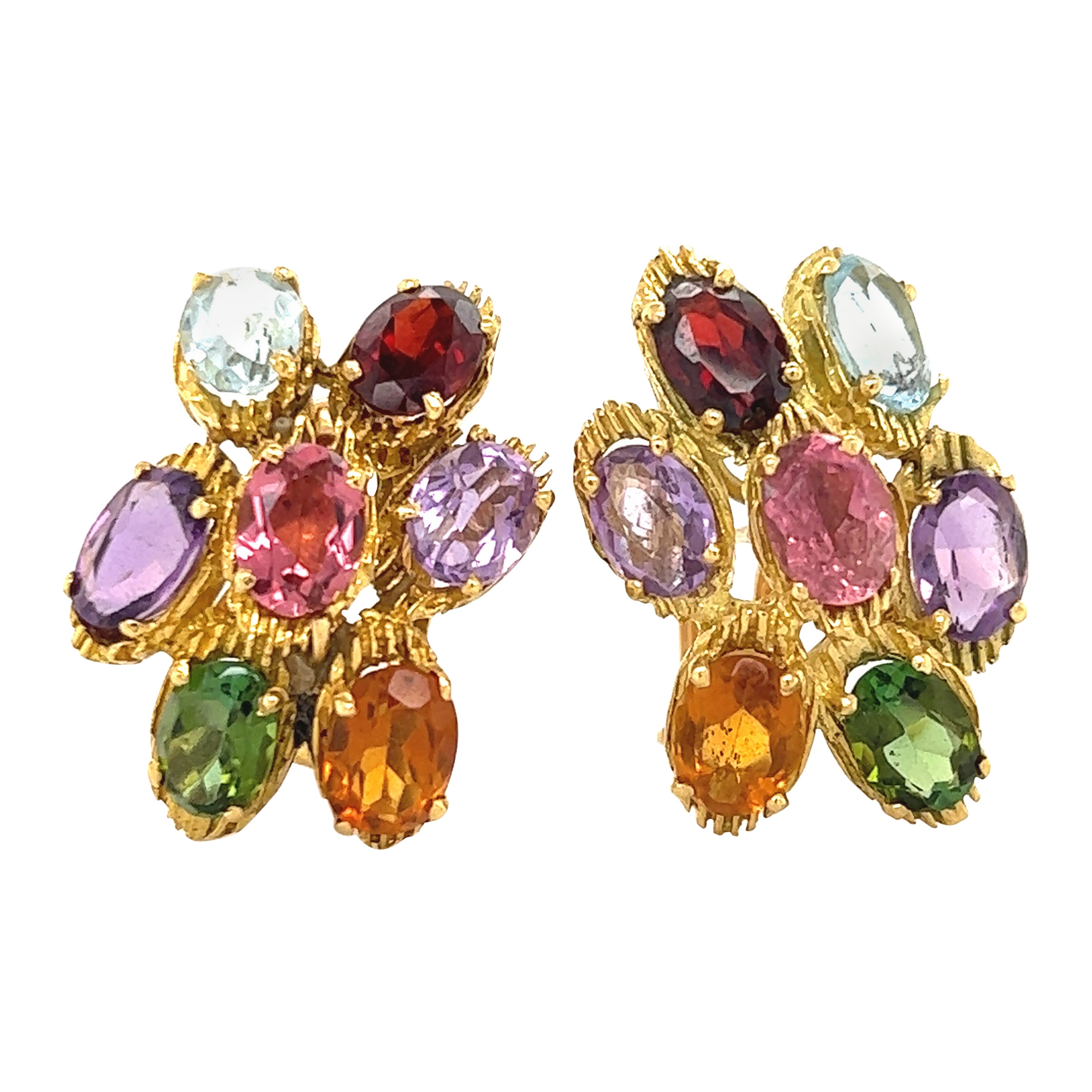 Nachlass H. Stern 18k Gold Ohrringe mit mehreren Edelsteinen
