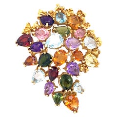 Nachlass H. Stern 18k Gold Multi Edelsteine verstreute Cluster-Brosche