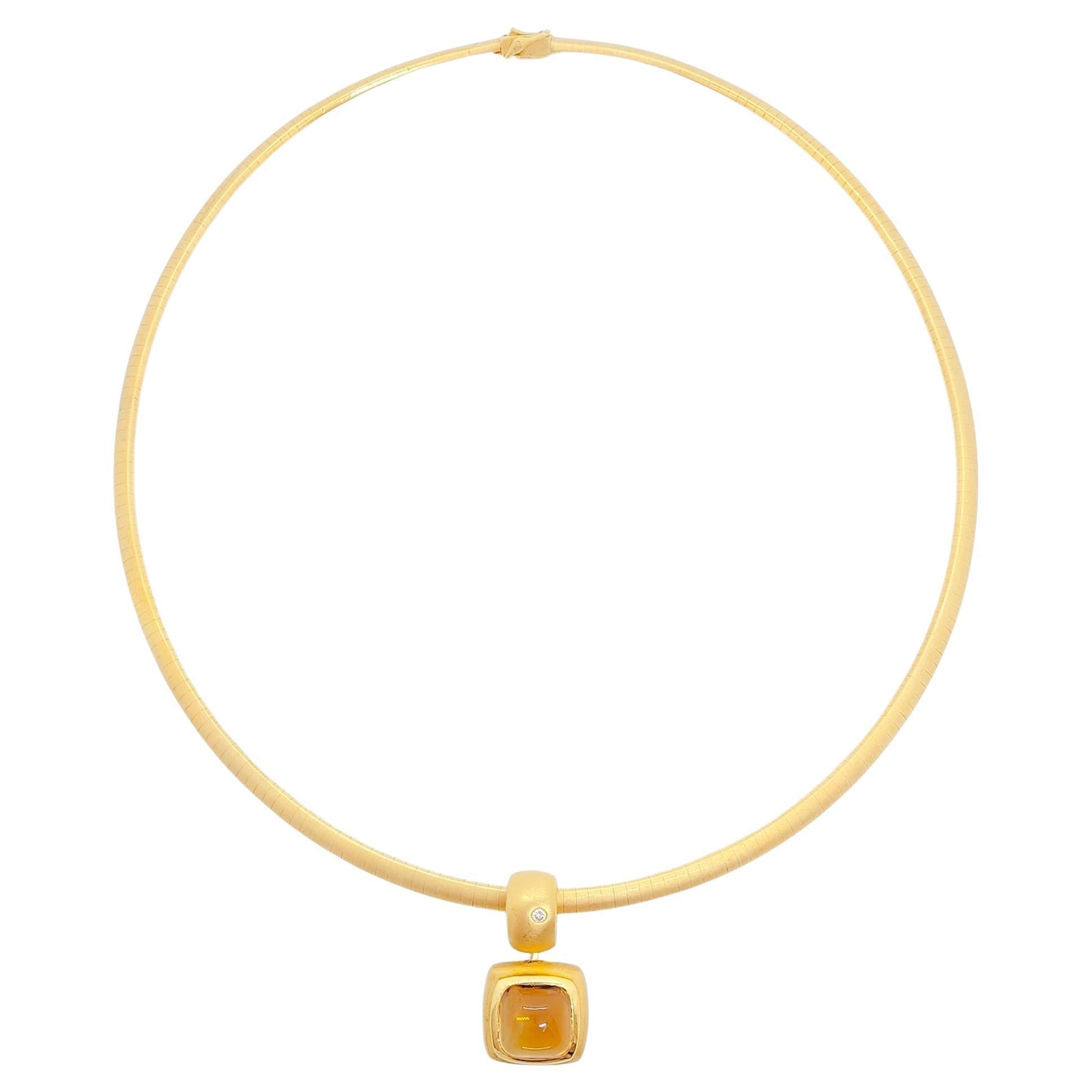 Estate H. Stern Citrine and Diamond Necklace in 18k Yellow Gold