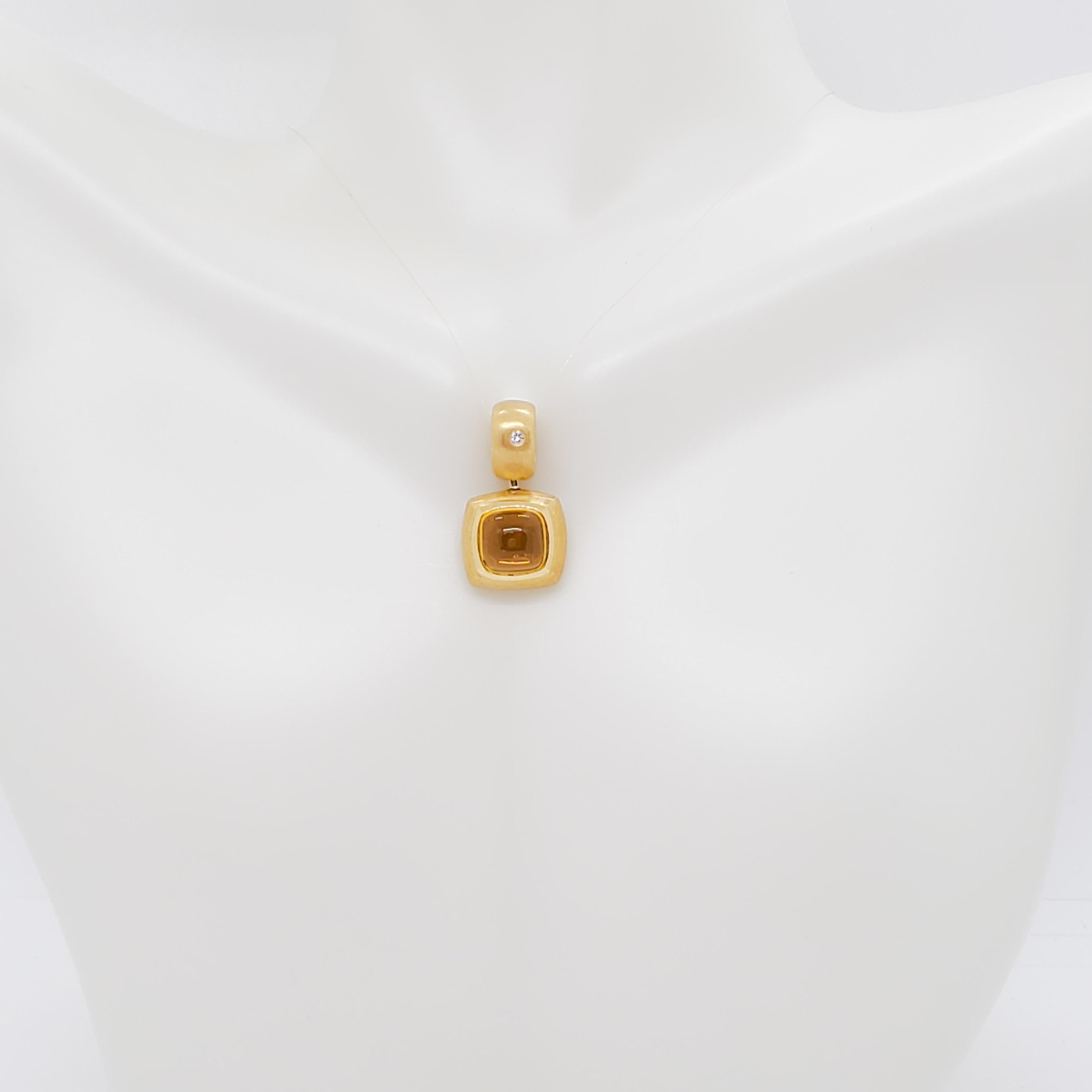 Estate H. Stern Citrine and Diamond Pendant in 18k Yellow Gold In Excellent Condition In Los Angeles, CA