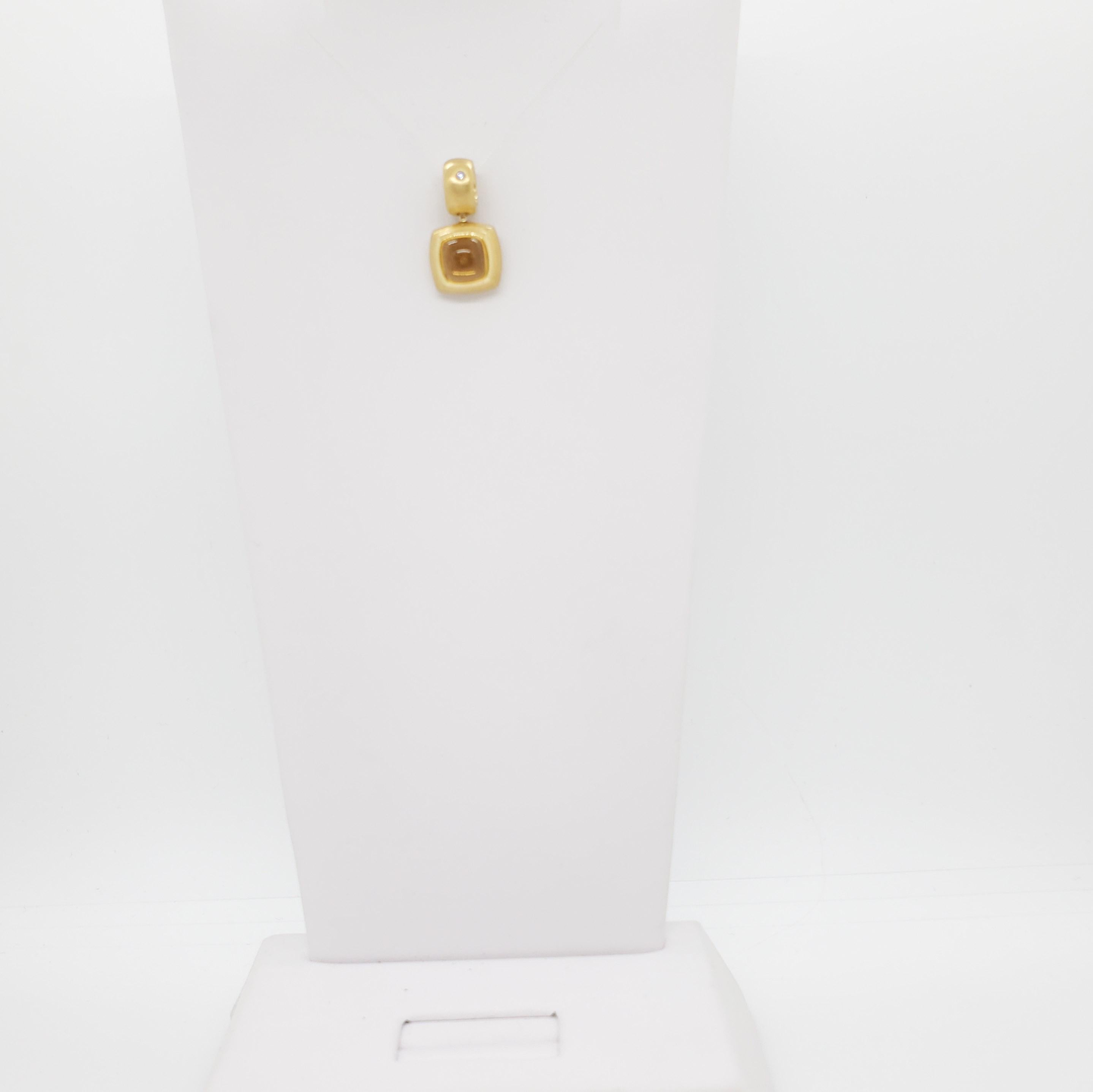 Estate H. Stern Citrine and Diamond Pendant in 18k Yellow Gold 1