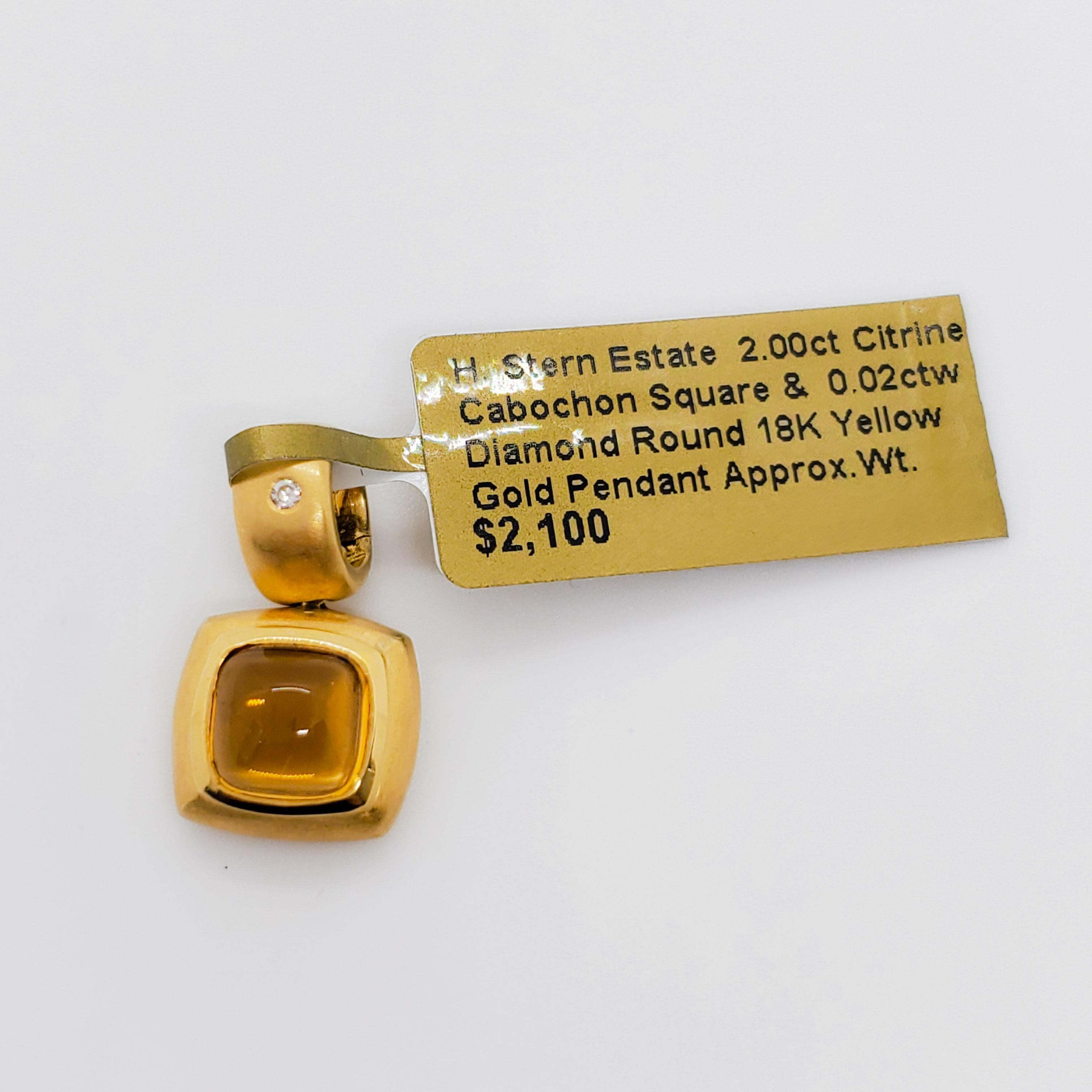 Estate H. Stern Citrine and Diamond Pendant in 18k Yellow Gold 4