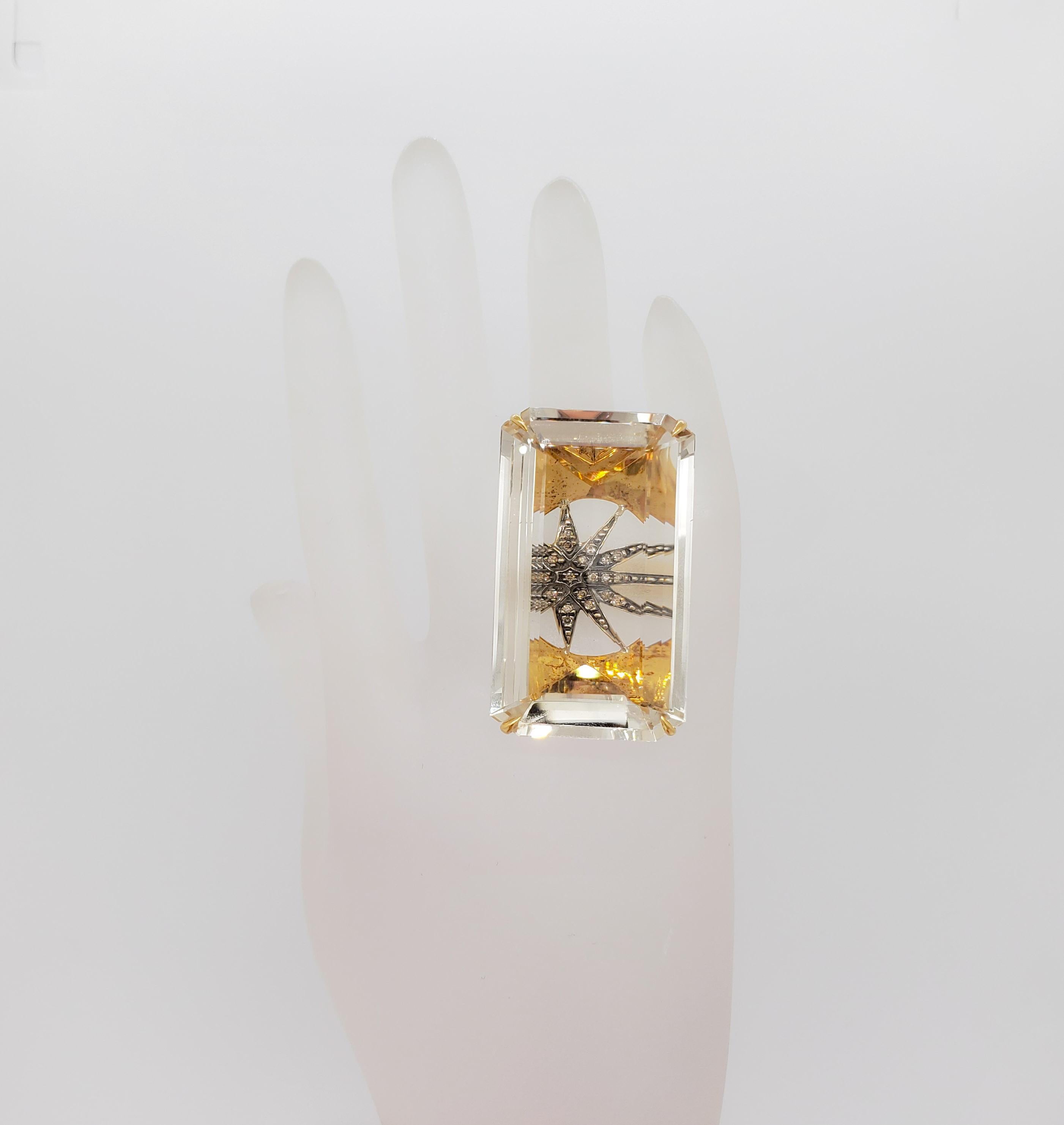 Estate H. Stern Crystal and Diamond Cocktail Ring in 18k Yellow Gold 1