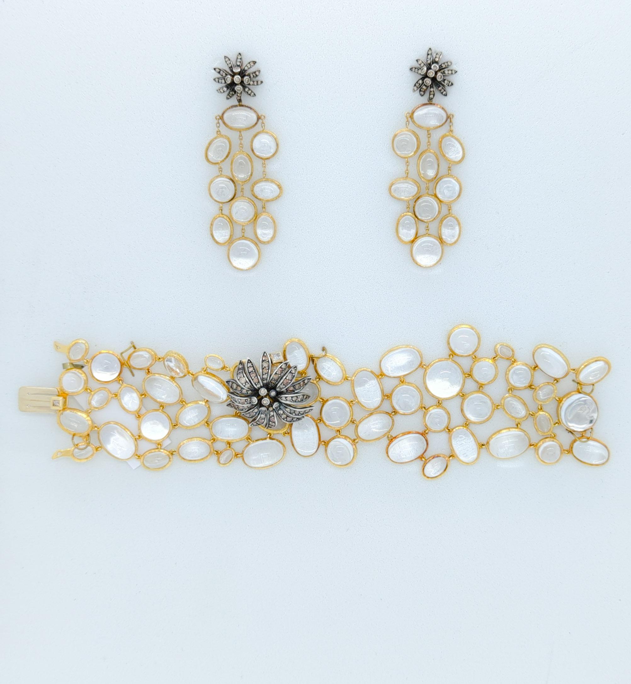 Women's or Men's Estate H. Stern Crystal and White Diamond Bracelet and Earring Set in 18K For Sale