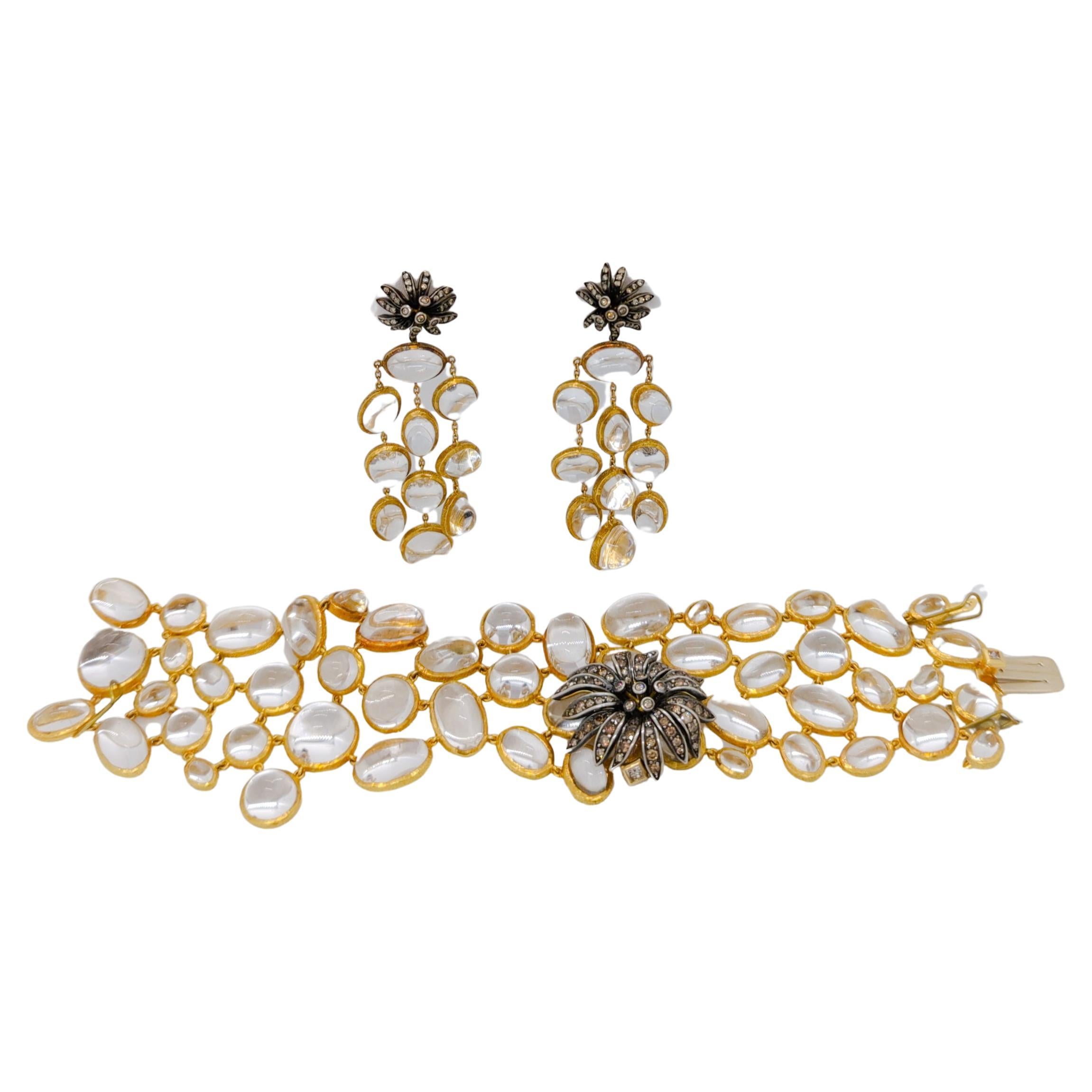 Nachlass H. Stern Kristall und weißer Diamant Armband und Ohrring Set in 18K im Angebot