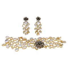 Estate H. Stern Crystal and White Diamond Bracelet and Earring Set in 18K