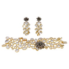 Estate H. Stern Crystal and White Diamond Bracelet and Earring Set in 18K