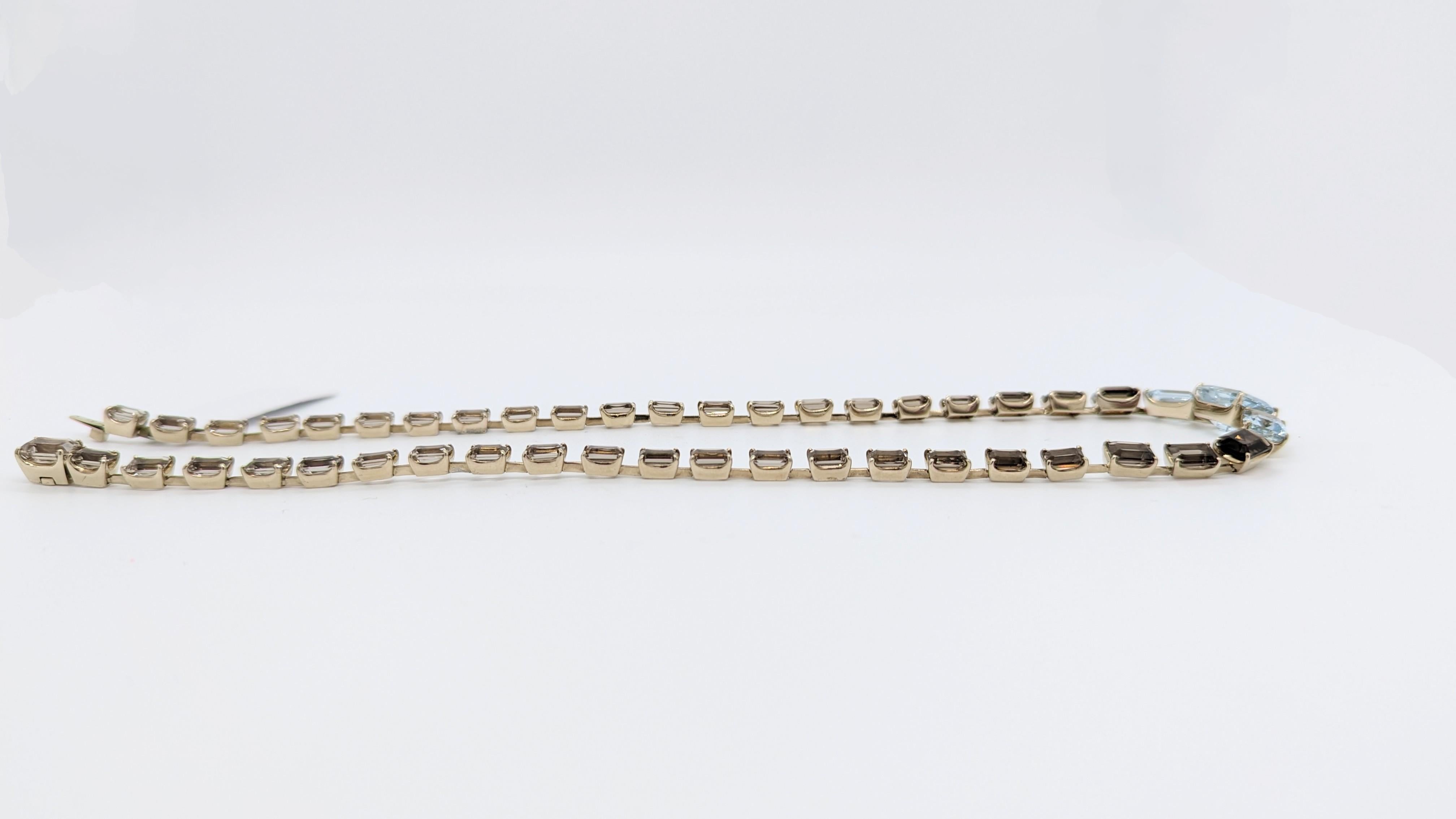 Estate H. Stern Emerald Cut Topaz Necklace in 18K White Gold 1