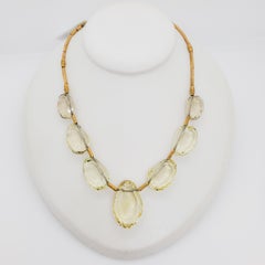 Estate H. Stern Green Stone and Diamond Necklace in 18k Yellow Gold
