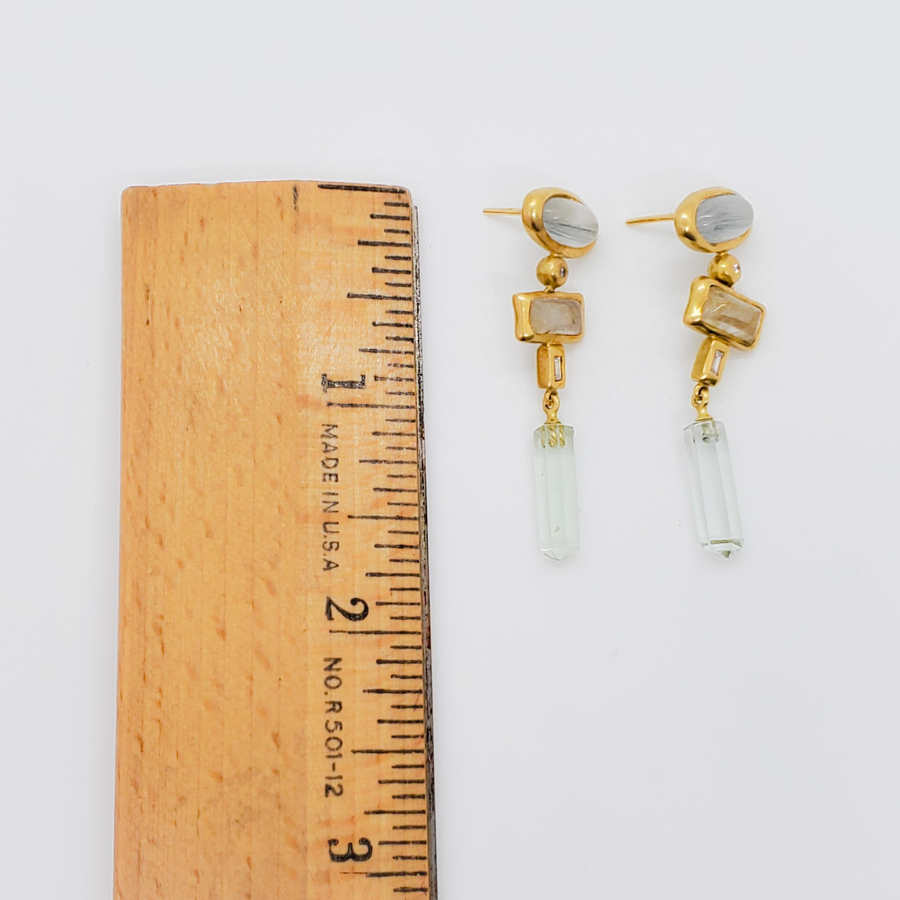 Estate H. Stern Green Stone Dangle Earrings in 18k Yellow Gold 1