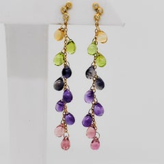 Estate H. Stern Multi Gem Drop Earrings in 18k Yellow Gold