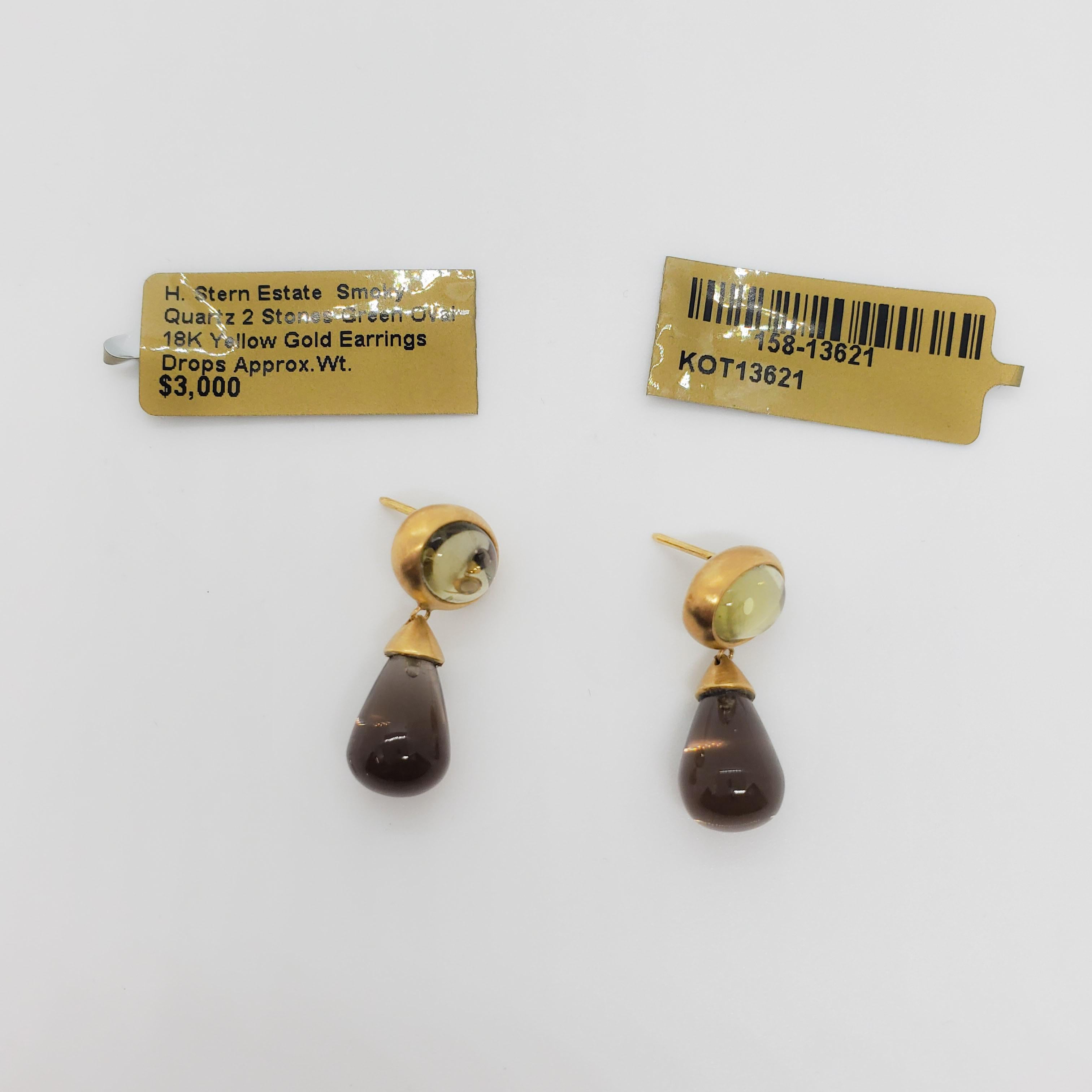 Estate H. Stern Smoky Quartz Dangle Earrings in 18k Yellow Gold 3