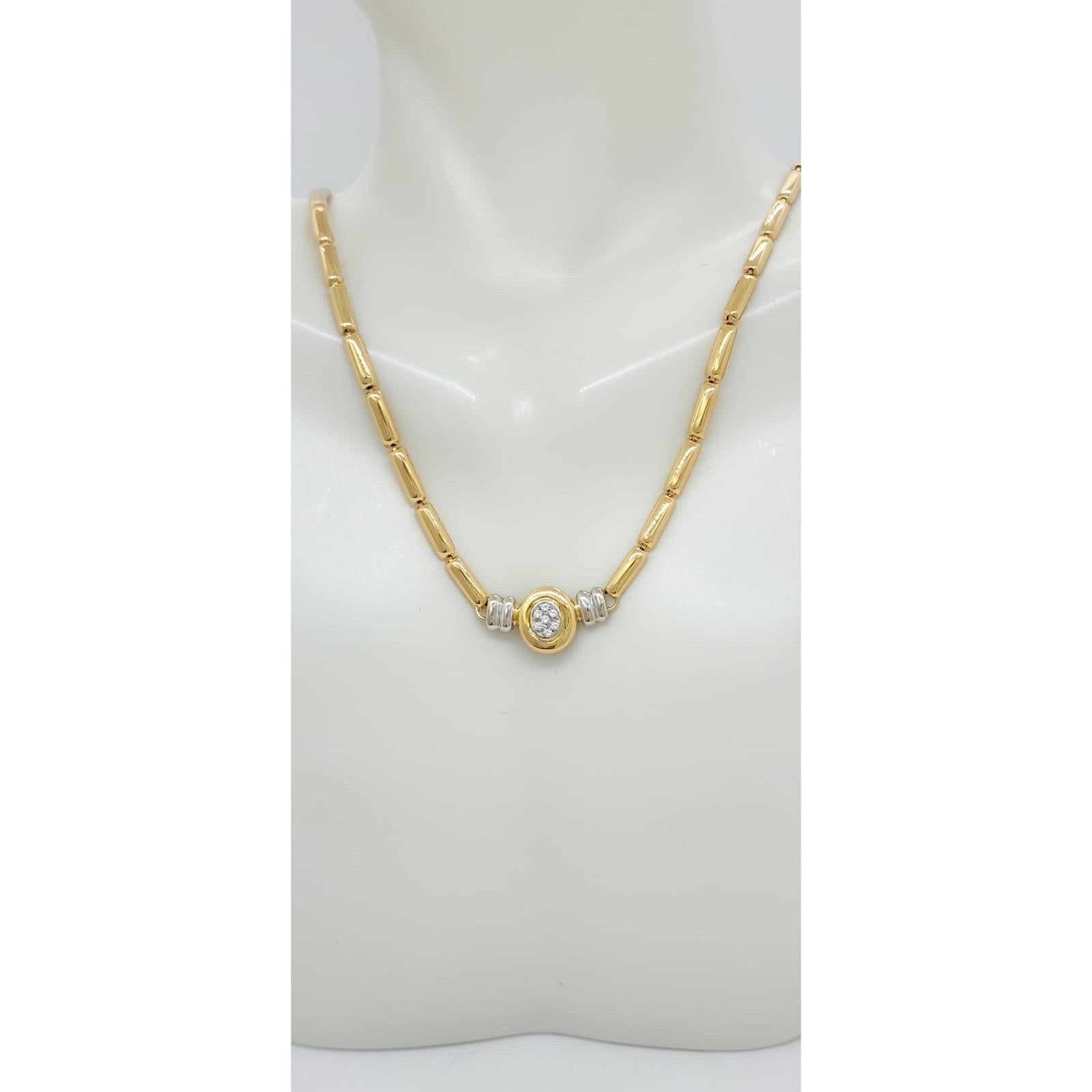 Round Cut Estate H. Stern White Diamond and 18k Two Tone Gold Necklace