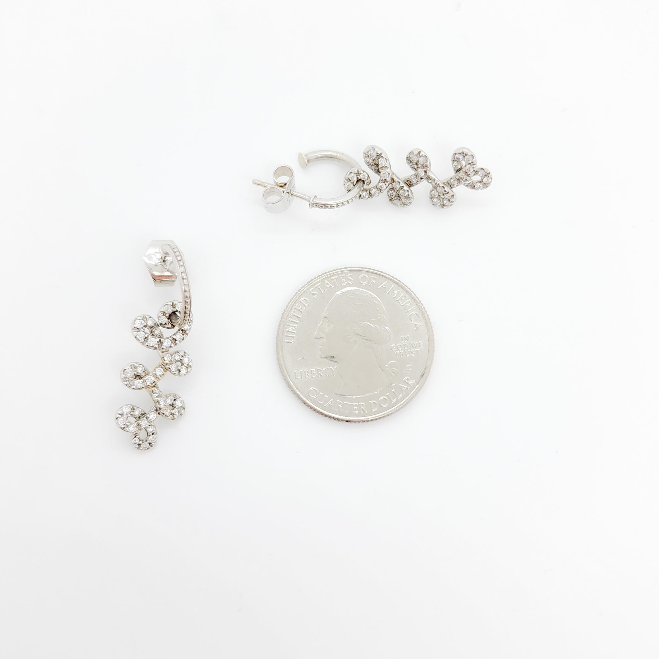 Estate H. Stern White Diamond Dangle Earrings in 18k White Gold For Sale 1